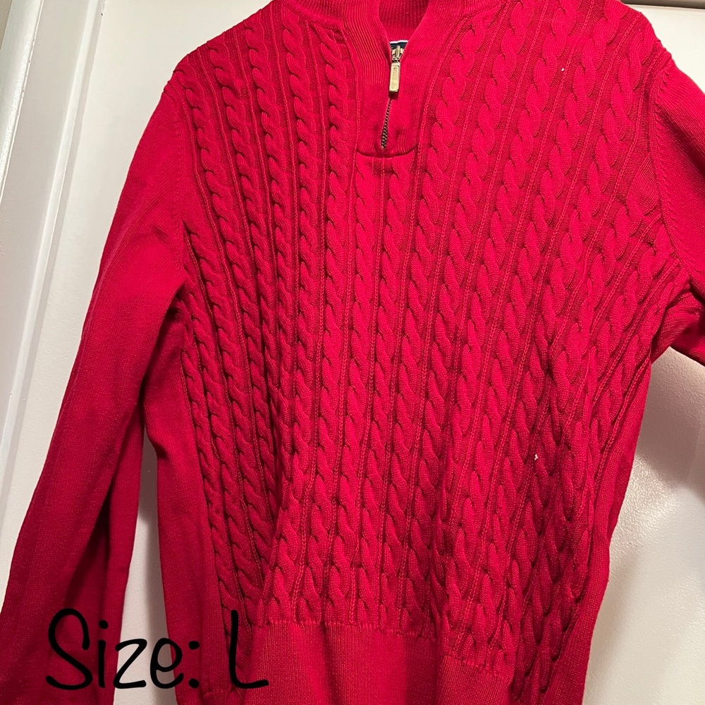 Red Sweater- partial zip/pull-over
